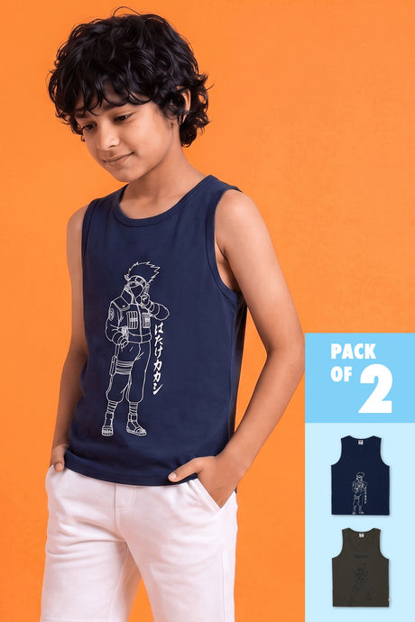 Lee Cooper Boys Naruto Vest (Pack of 2) - Multicolor Buy Lee Cooper Boys Naruto Vest (Pack of 2) - Multicolor